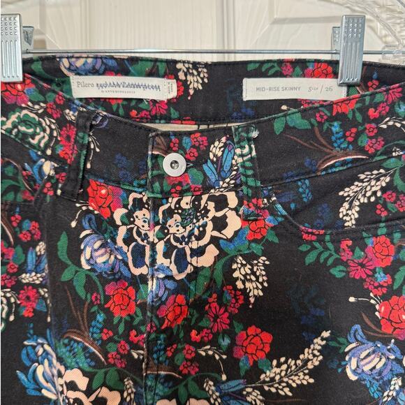 Pilcro by Anthropologie Floral Skinny 26 Mid Rise Maximalist Cottagecore Boho - Picture 3 of 11